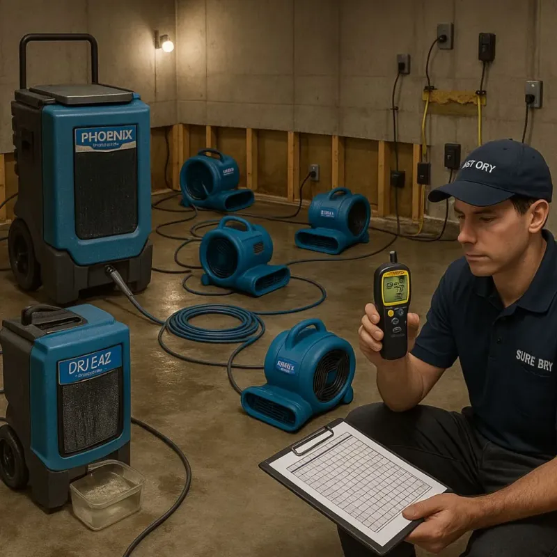 Structural Drying and Dehumidification process in San Angelo, TX